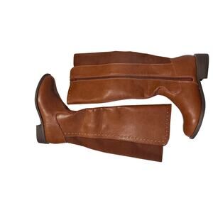 Knee-High Riding Boots | Brown | Side Zip | Studded Trim & Stretch Back Panel